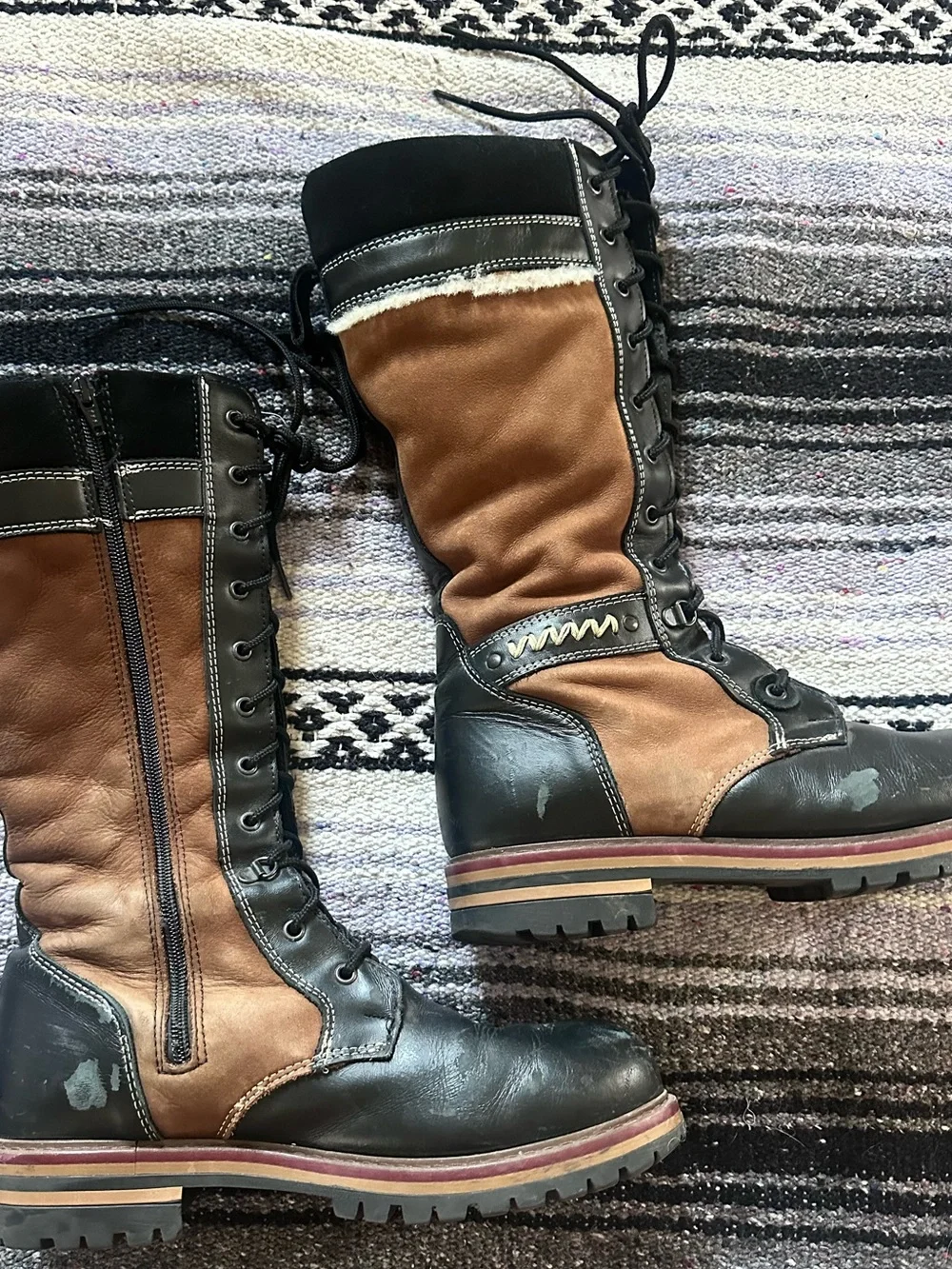 overland ilka wool-lined leather boots sheepskin size 42